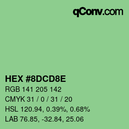 カラーコード: HEX #8DCD8E | qconv.com