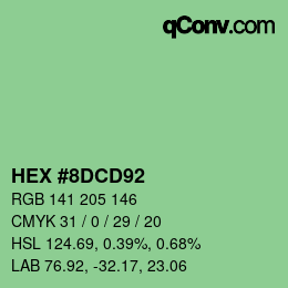Color code: HEX #8DCD92 | qconv.com