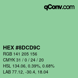 Color code: HEX #8DCD9C | qconv.com