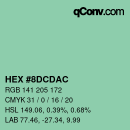 Color code: HEX #8DCDAC | qconv.com