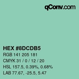 カラーコード: HEX #8DCDB5 | qconv.com