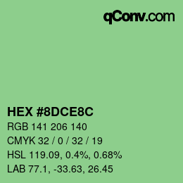 Color code: HEX #8DCE8C | qconv.com