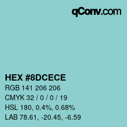 Color code: HEX #8DCECE | qconv.com