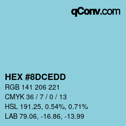 颜色代码: HEX #8DCEDD | qconv.com