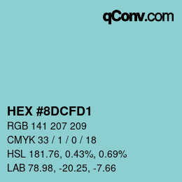 颜色代码: HEX #8DCFD1 | qconv.com