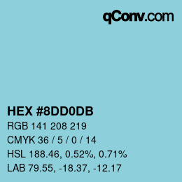 カラーコード: HEX #8DD0DB | qconv.com