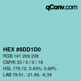 カラーコード: HEX #8DD1D0 | qconv.com