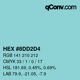 颜色代码: HEX #8DD2D4 | qconv.com