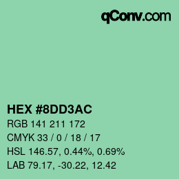 颜色代码: HEX #8DD3AC | qconv.com