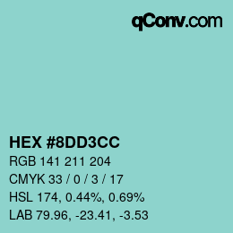 Color code: HEX #8DD3CC | qconv.com