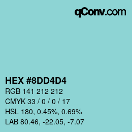 颜色代码: HEX #8DD4D4 | qconv.com