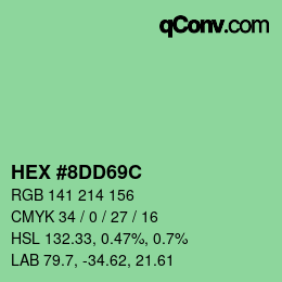 カラーコード: HEX #8DD69C | qconv.com