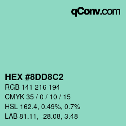 Color code: HEX #8DD8C2 | qconv.com