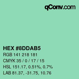 カラーコード: HEX #8DDAB5 | qconv.com