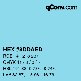 颜色代码: HEX #8DDAED | qconv.com
