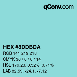 Color code: HEX #8DDBDA | qconv.com