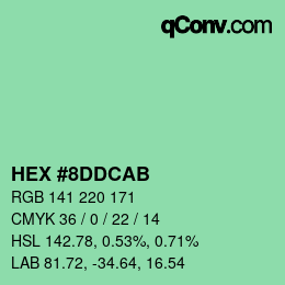 Color code: HEX #8DDCAB | qconv.com