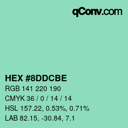 Color code: HEX #8DDCBE | qconv.com