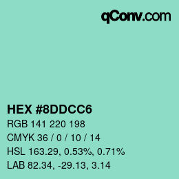 カラーコード: HEX #8DDCC6 | qconv.com