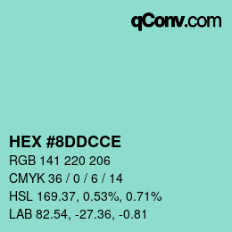 Color code: HEX #8DDCCE | qconv.com