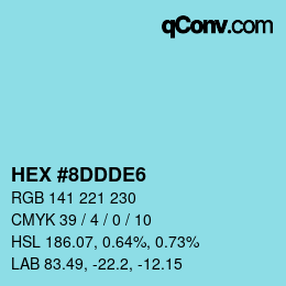 Farbcode: HEX #8DDDE6 | qconv.com