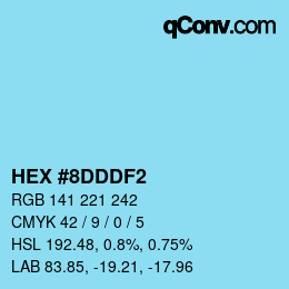颜色代码: HEX #8DDDF2 | qconv.com