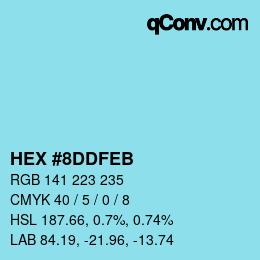 Color code: HEX #8DDFEB | qconv.com