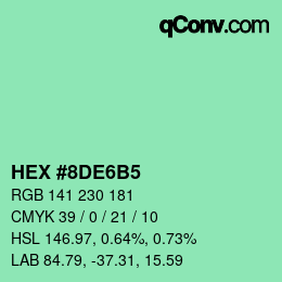 カラーコード: HEX #8DE6B5 | qconv.com