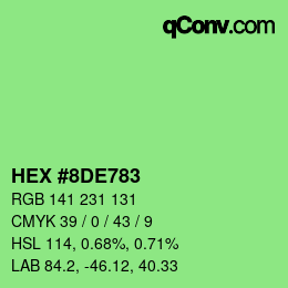 Farbcode: HEX #8DE783 | qconv.com