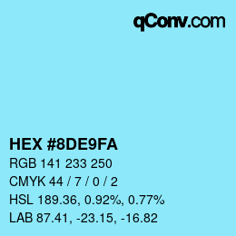 Color code: HEX #8DE9FA | qconv.com