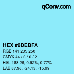 カラーコード: HEX #8DEBFA | qconv.com