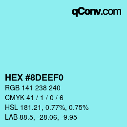 Color code: HEX #8DEEF0 | qconv.com