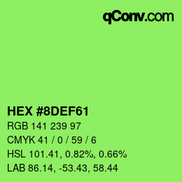 カラーコード: HEX #8DEF61 | qconv.com