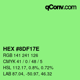 Color code: HEX #8DF17E | qconv.com