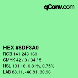 カラーコード: HEX #8DF3A0 | qconv.com