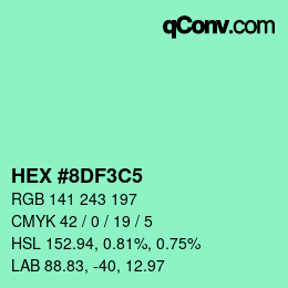 Color code: HEX #8DF3C5 | qconv.com
