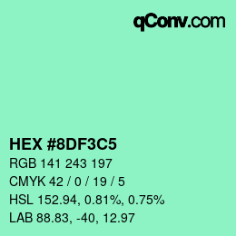 Color code: HEX #8DF3C5 | qconv.com