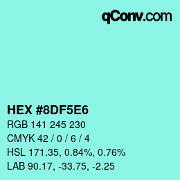 Color code: HEX #8DF5E6 | qconv.com