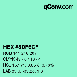 Color code: HEX #8DF6CF | qconv.com