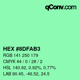 カラーコード: HEX #8DFAB3 | qconv.com