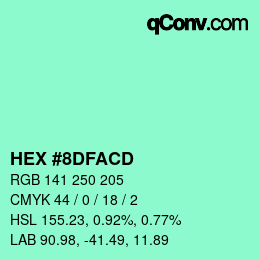 Color code: HEX #8DFACD | qconv.com