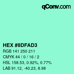 Color code: HEX #8DFAD3 | qconv.com