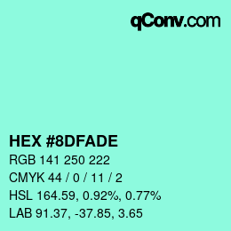 Color code: HEX #8DFADE | qconv.com