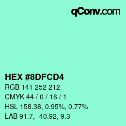 颜色代码: HEX #8DFCD4 | qconv.com