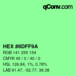 Color code: HEX #8DFF9A | qconv.com