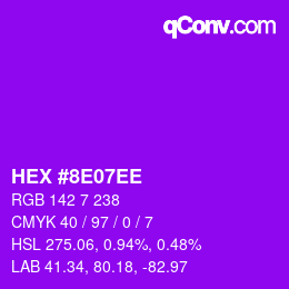 Color code: HEX #8E07EE | qconv.com