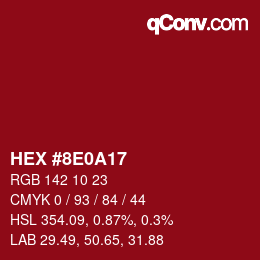 Color code: HEX #8E0A17 | qconv.com