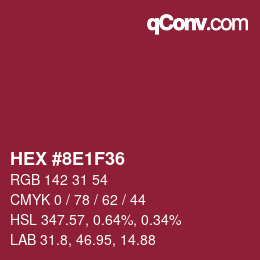 Color code: HEX #8E1F36 | qconv.com