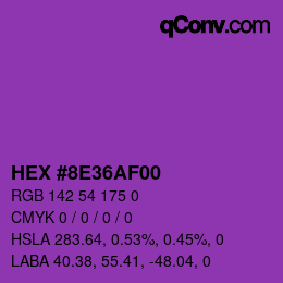 Farbcode: HEX #8E36AF00 | qconv.com