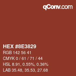 Color code: HEX #8E3829 | qconv.com